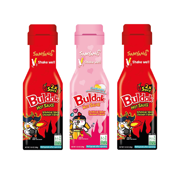 3x Kombi -  Buldak Hot Chicken Flavor Sauce (2x Spicy 200g) + Buldak Hot Chicken Flavor Sauce (1x Carbonara 200g)